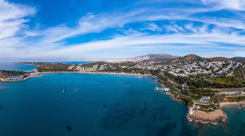 Greece Athens riviera coast, Vouliagmeni bay, birds eye view