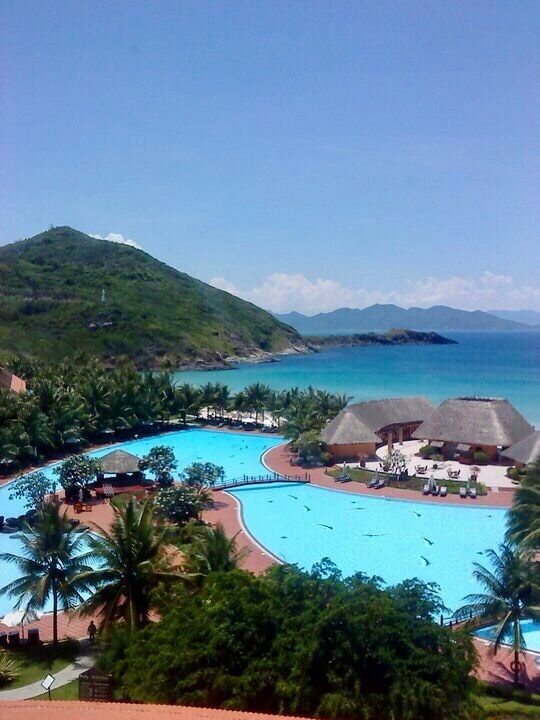 On an island...which you can get to by cable car or speed boat...the Vin Pearl Resort awaits you...