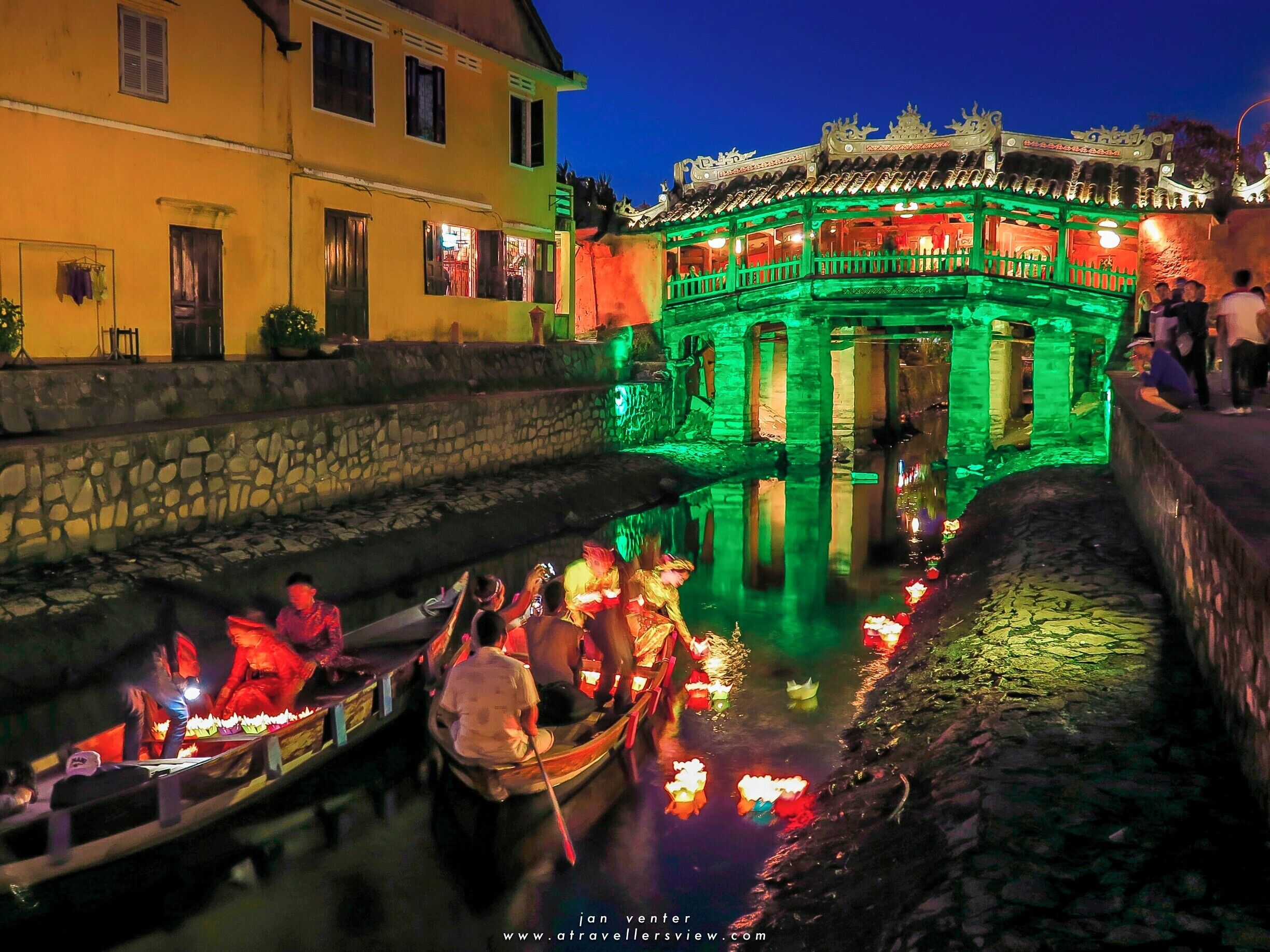 The Chinese bridge in the Old Town of Hoi An. It seems to be a very popular spot for wedding photographers.