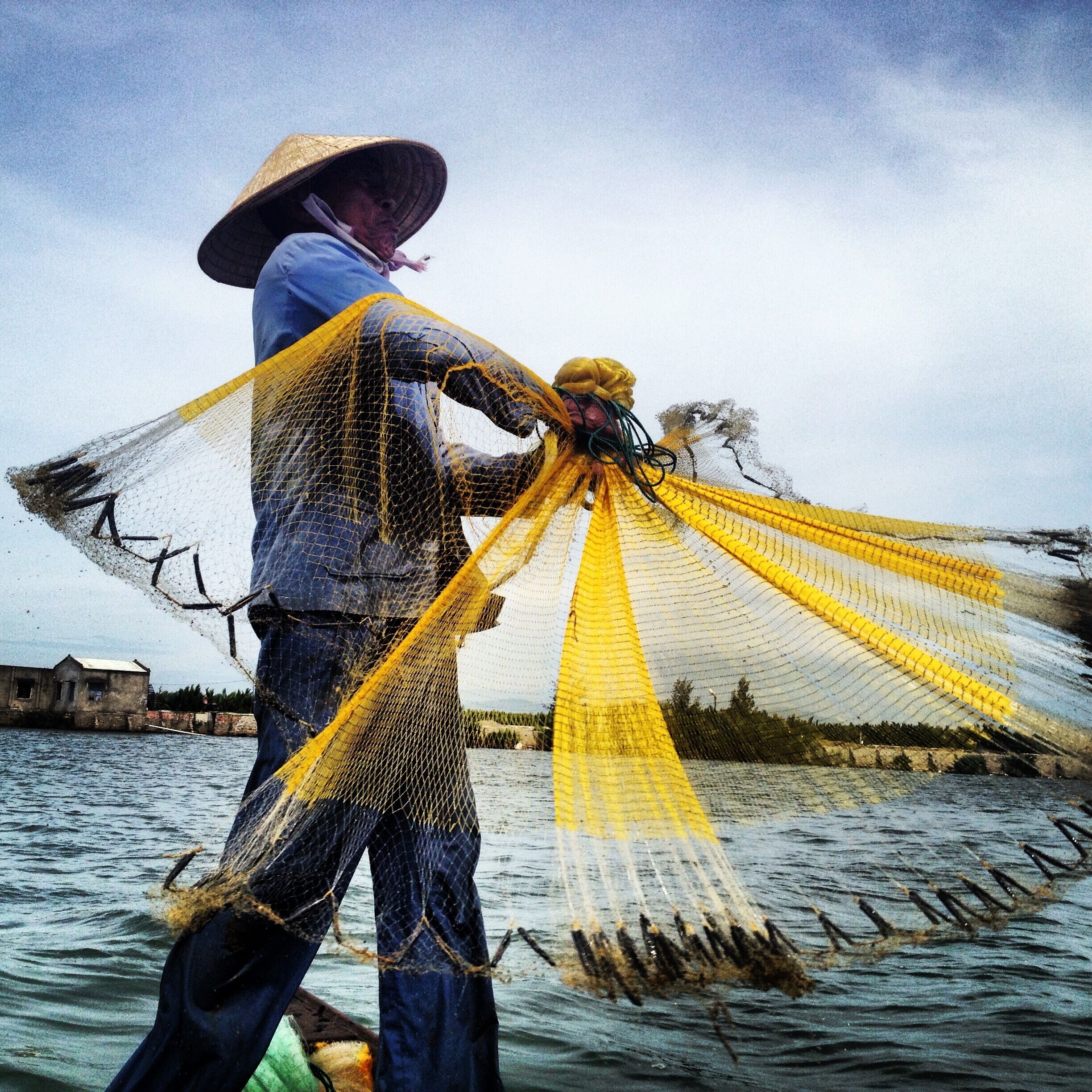 Getting a demo on how to use the fishing nets. #vietnam #fishing 