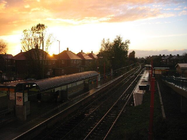 Shiremoor Metro Station, sunset.