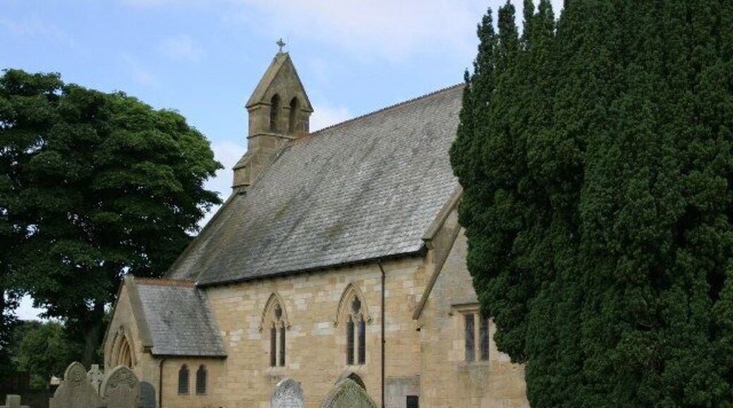 Nave and south porch of St Matthew's parish church, Dinnington, Tyne and Wear, seen from the southeast