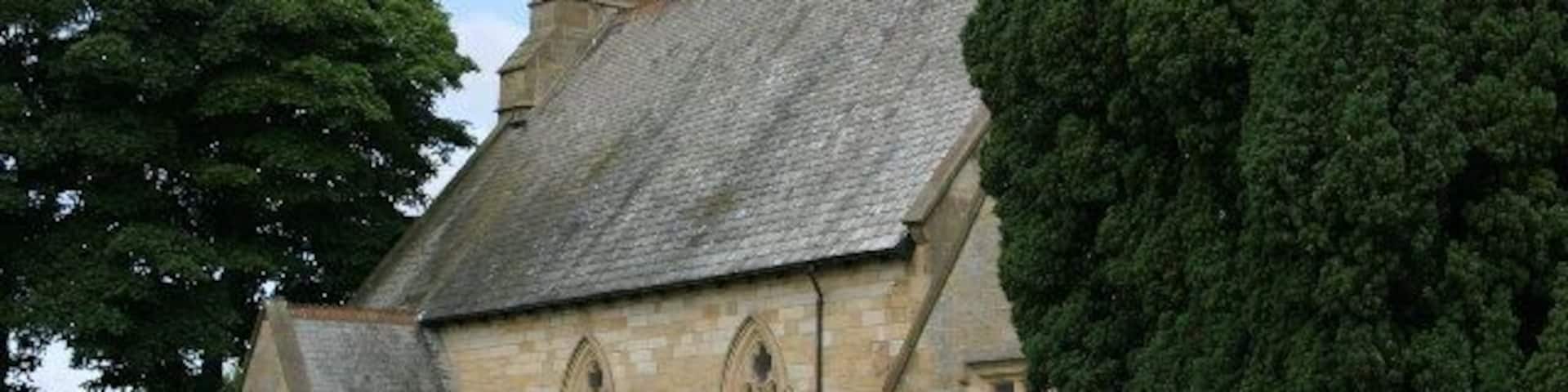 Nave and south porch of St Matthew's parish church, Dinnington, Tyne and Wear, seen from the southeast