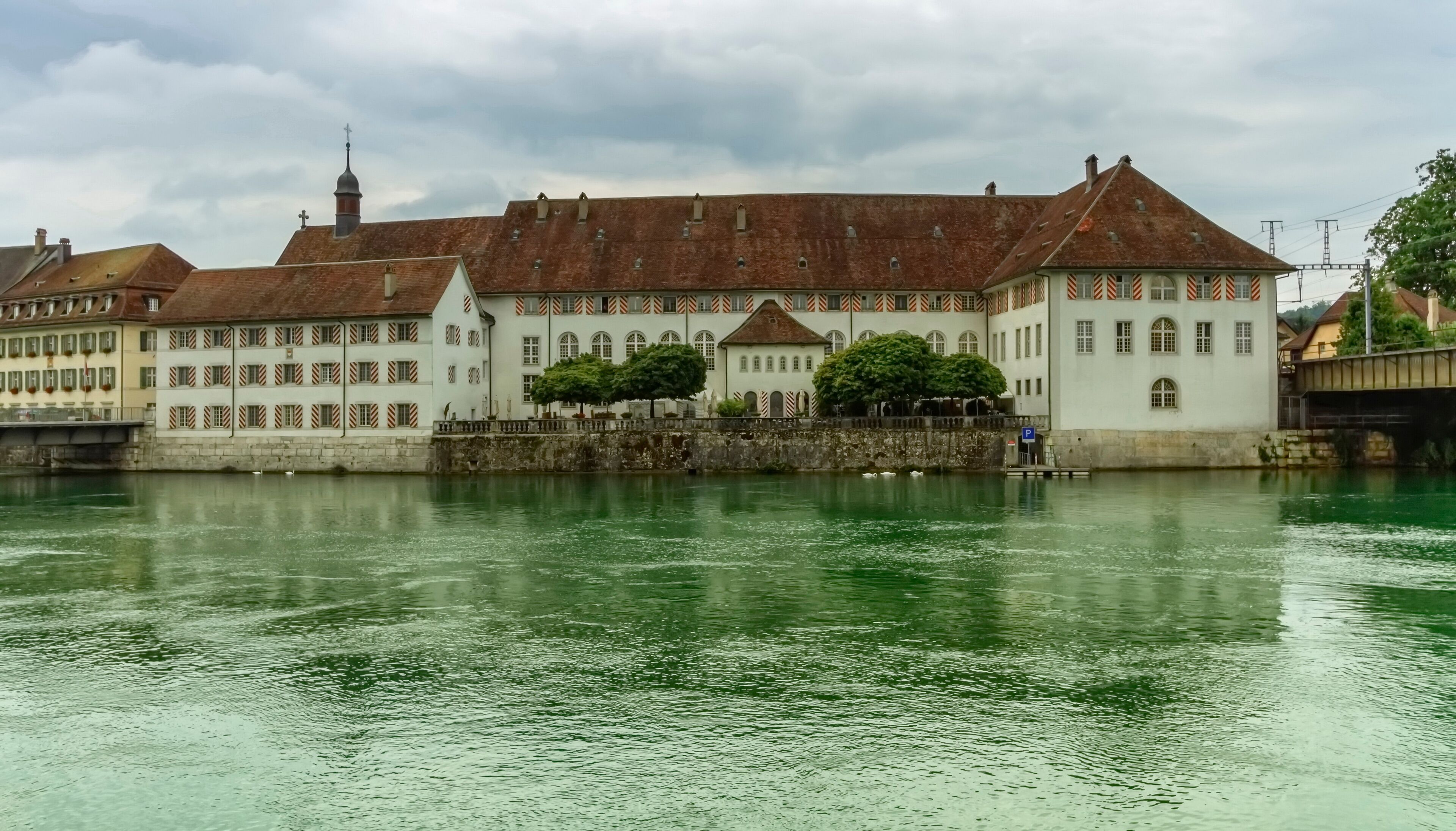 Altes spital, old hospital, in front of Aar river, Solothurn, Switzerland