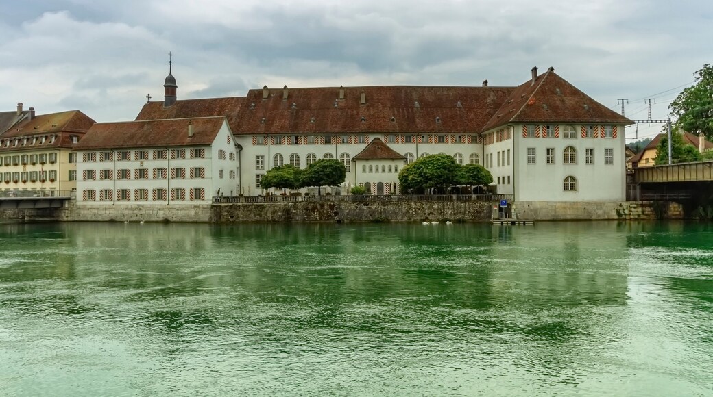 Altes spital, old hospital, in front of Aar river, Solothurn, Switzerland
