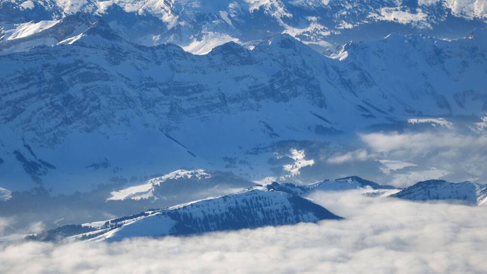 Switzerland, Appenzell Ausserrhoden, Alpstein from overhead Niederteufen