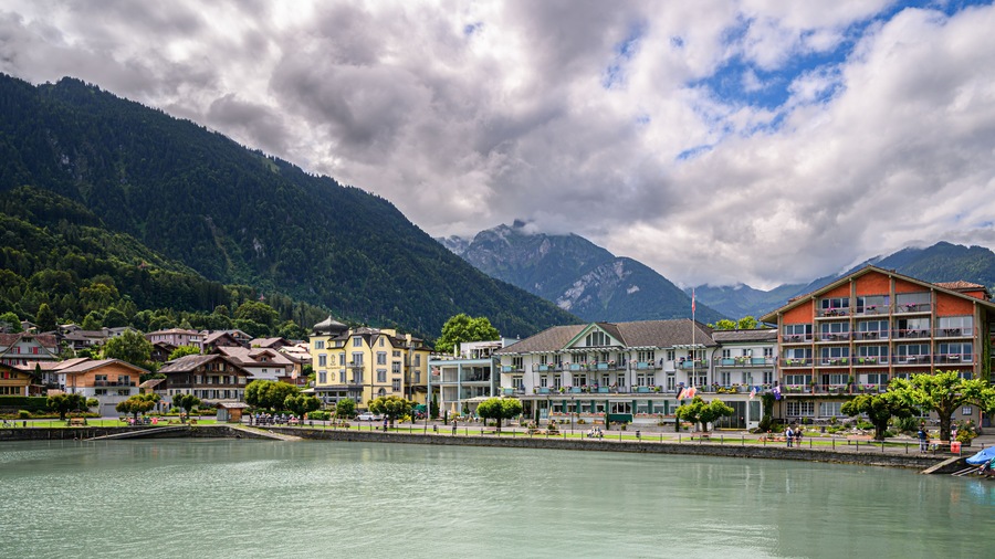 Village of Boenigen on Lake Brienz