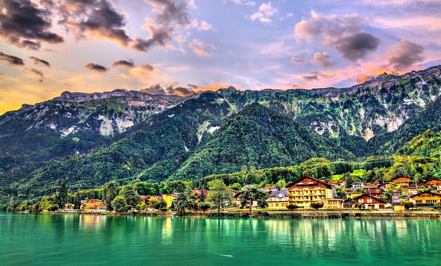Sunrise at Lake Brienz in Boenigen, Switzerland