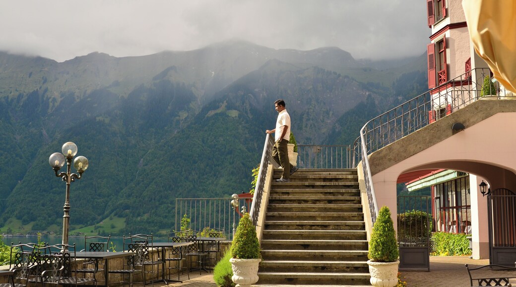 A stay at the Giessbach hotel in Giessbach Switzerland was truly a sight. The majestic mountains and lake to one side and a towering waterfall to the other side made it a sight for the senses. This shot was taken by self with a timer and a tripod. #Adventure