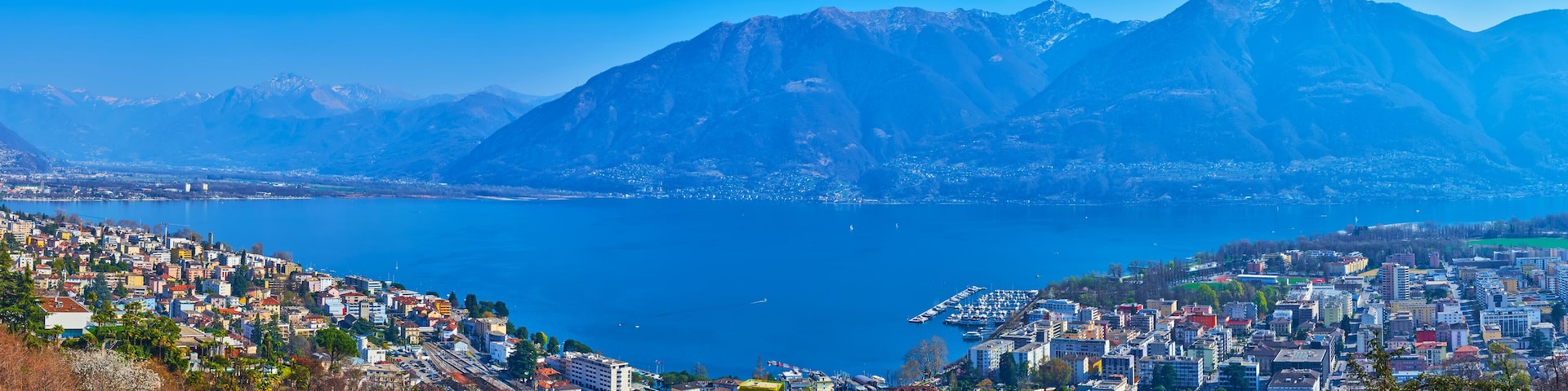 Panorama of Lake Maggiore and Alps from Orselina, Switzerland