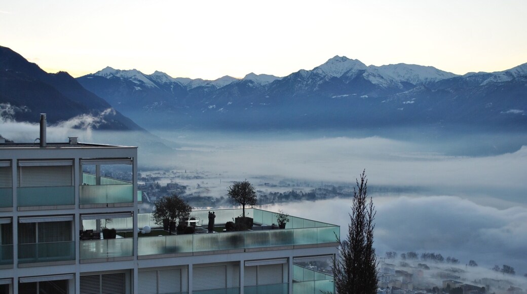 NO EDITING: morning view down to Tenero in the the amazing Ticino...