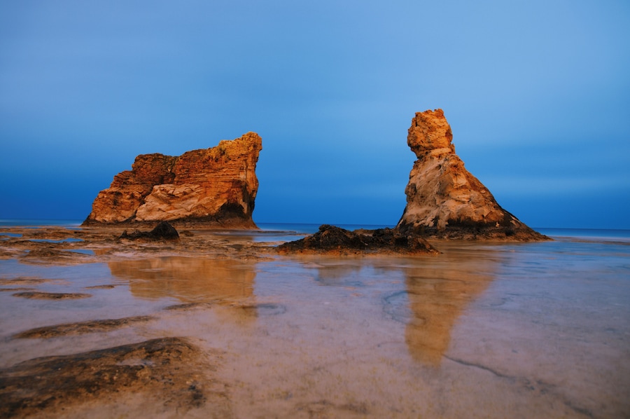 Cleopatra's beach famous rocks near  Marsa Matruh, egypt,night exposure
