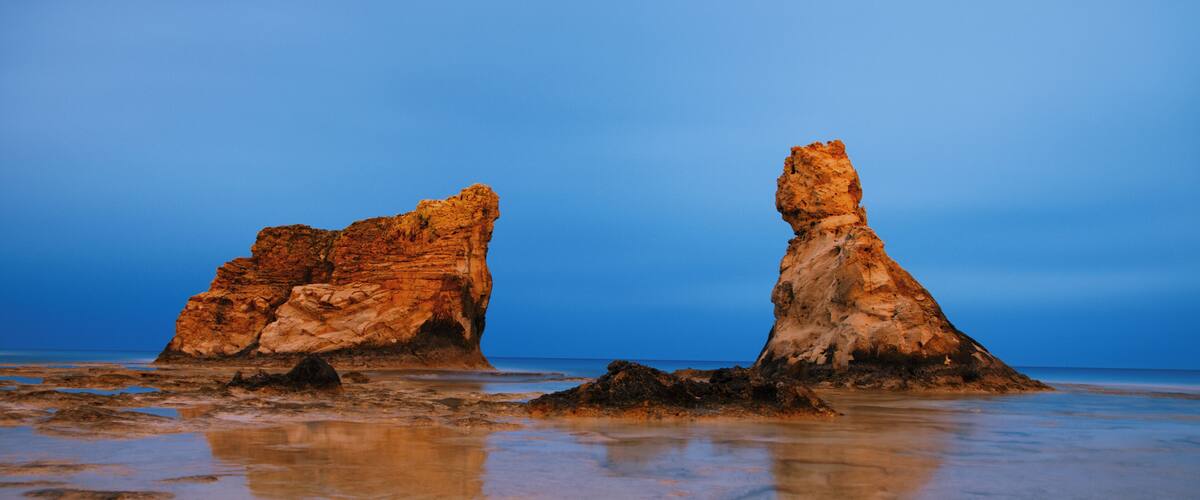 Cleopatra's beach famous rocks near Marsa Matruh, egypt,night exposure
