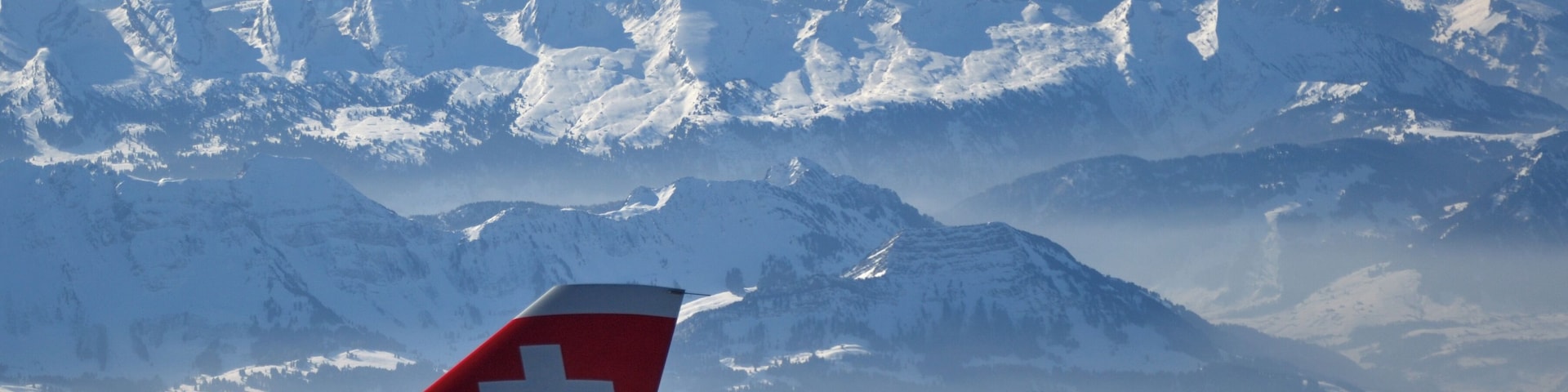 Switzerland, Canton of St. Gallen, "SWISS" Alps from overhead Oberdorf