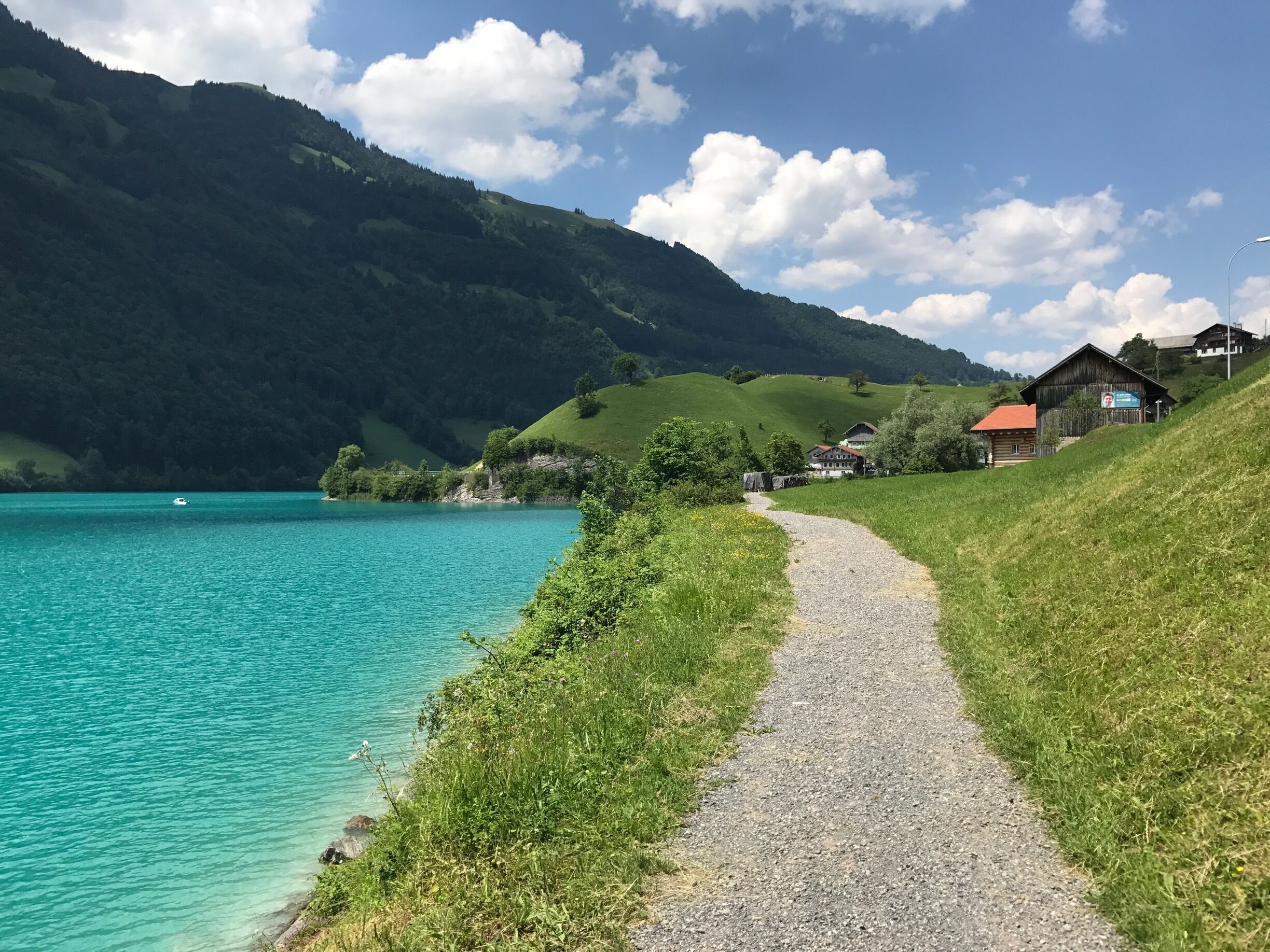 Walking around the lake on a perfect day. It's very quiet and not many tourists.