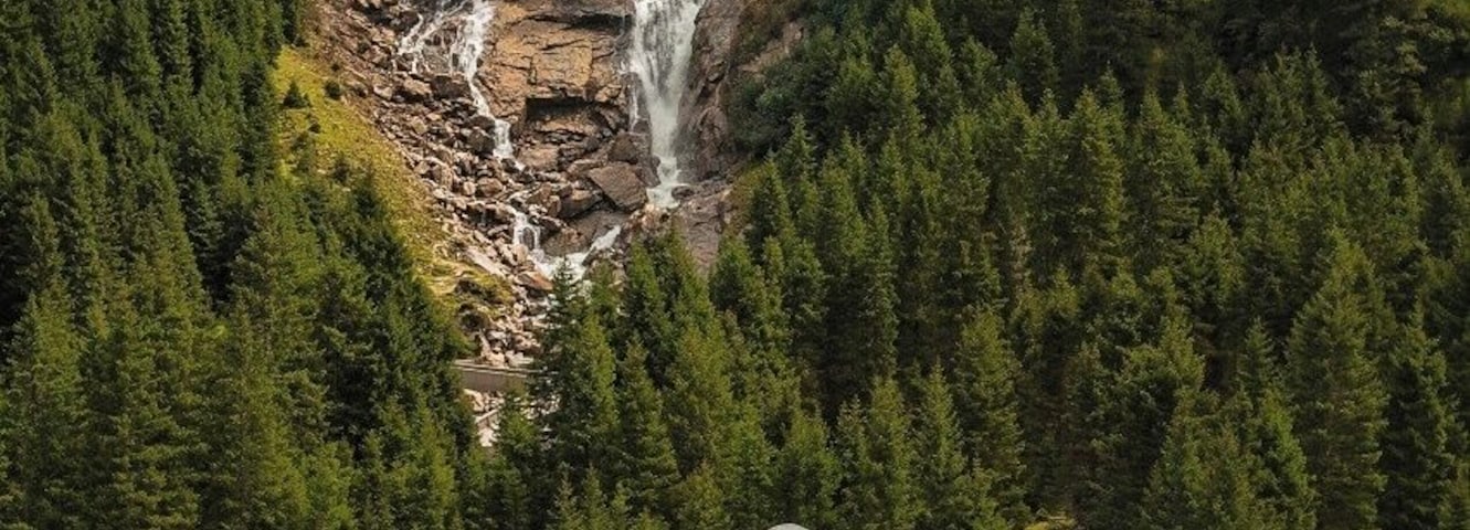 August 2017
Grawa Waterfall, Stubai Alps, Austria 
Grawa Waterfall is a mighty one on the creek of Sulzaubach in Stubai Alps. It is sourced by the Sulzenauferner and has a width about 85 m meters and it is some 125 meters high. It makes its impressive  way on the gneiss cascades and finally flows to the river Ruetz in the Stubaital valley.