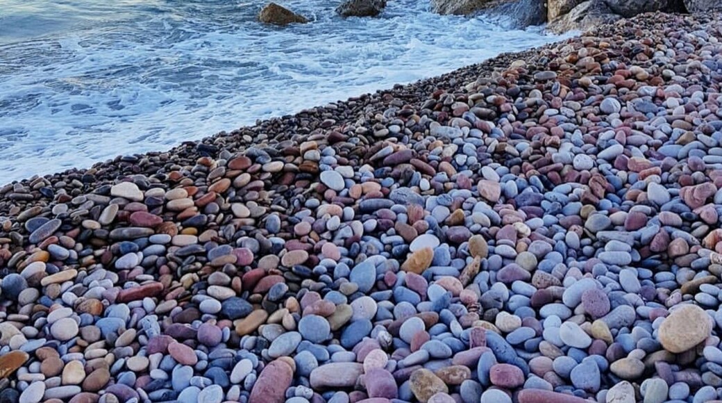 Sunset at Canet d'en Berenguer's stones beach.
