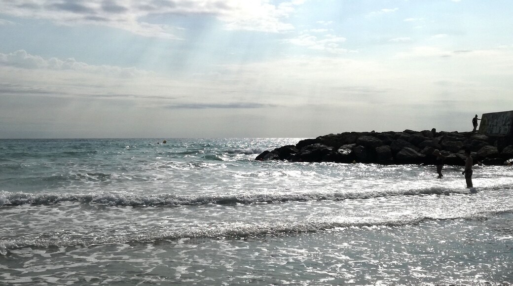 It is a large fine sand beach, surrounded by sand dunes.
Many people come the weekend but it is very nice and quiet from Monday to Friday, even in August!
There is a few "chiringuitos" to take the "cañas" on the beach and a wide variety of restaurants in the maritim promenade, wich is pedestrian and ideal for a walk after dinner or running first time in the morning.
It is a very familiar tourism zone, only two or three hotels and many apartments.