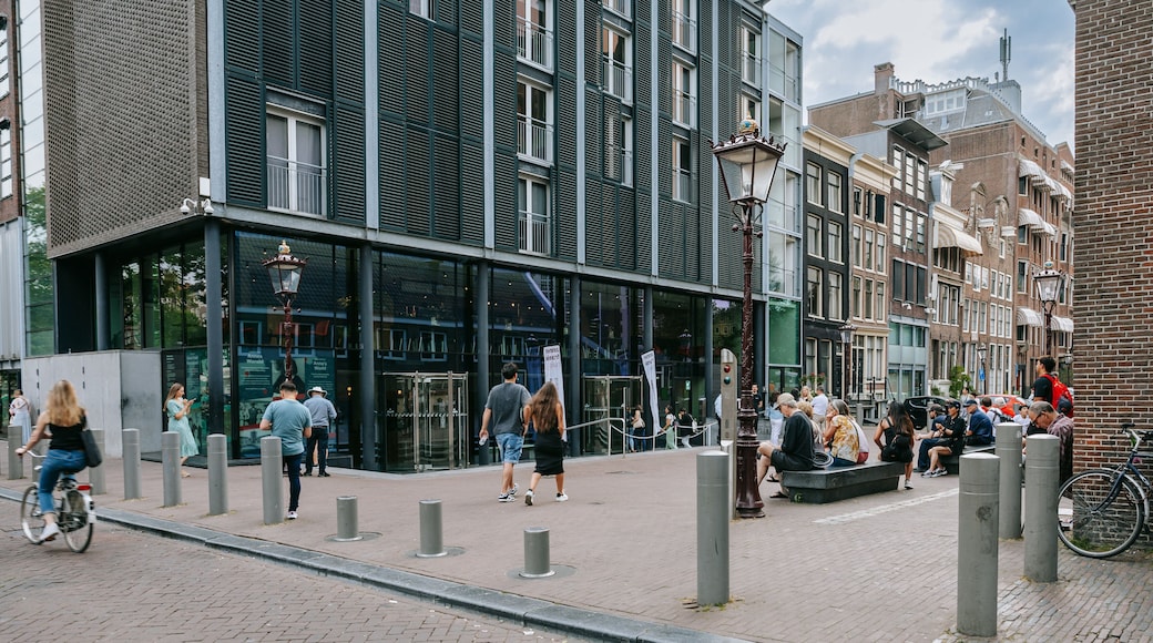 Anne Frank House showing street scenes and a city