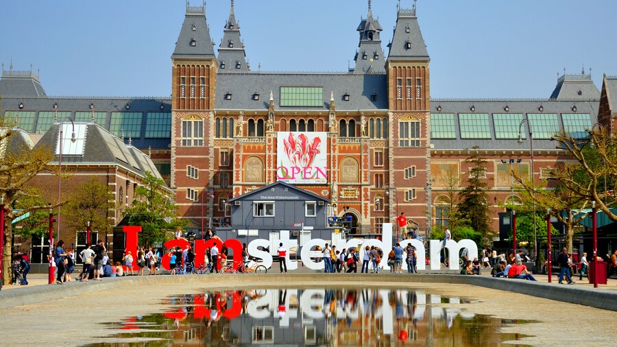 Rijksmuseum with big letters in Amsterdam, Holland