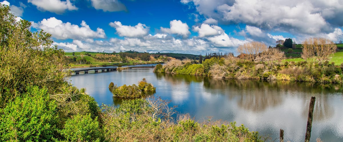 Lake Karapiro on a beautiful sunny day, New Zealand