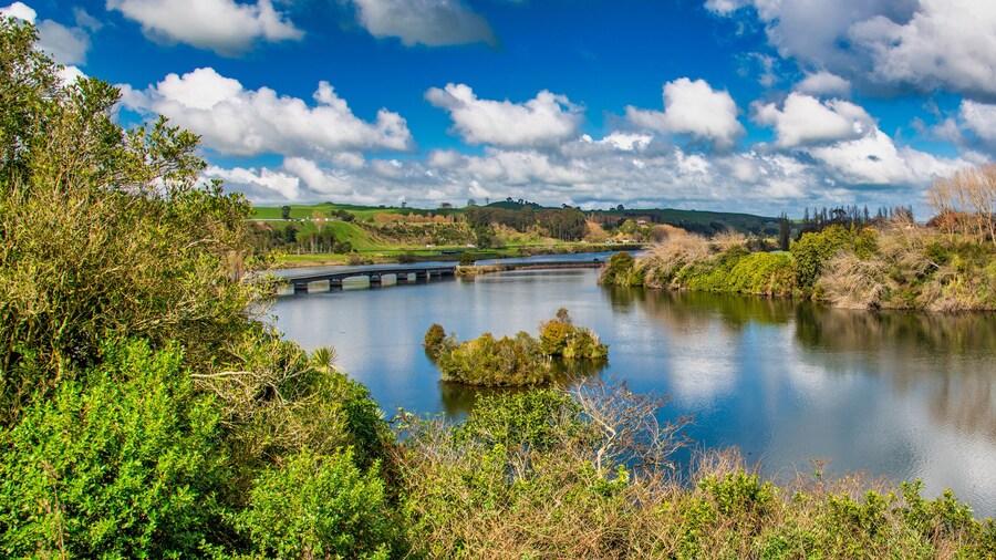 Lake Karapiro on a beautiful sunny day, New Zealand