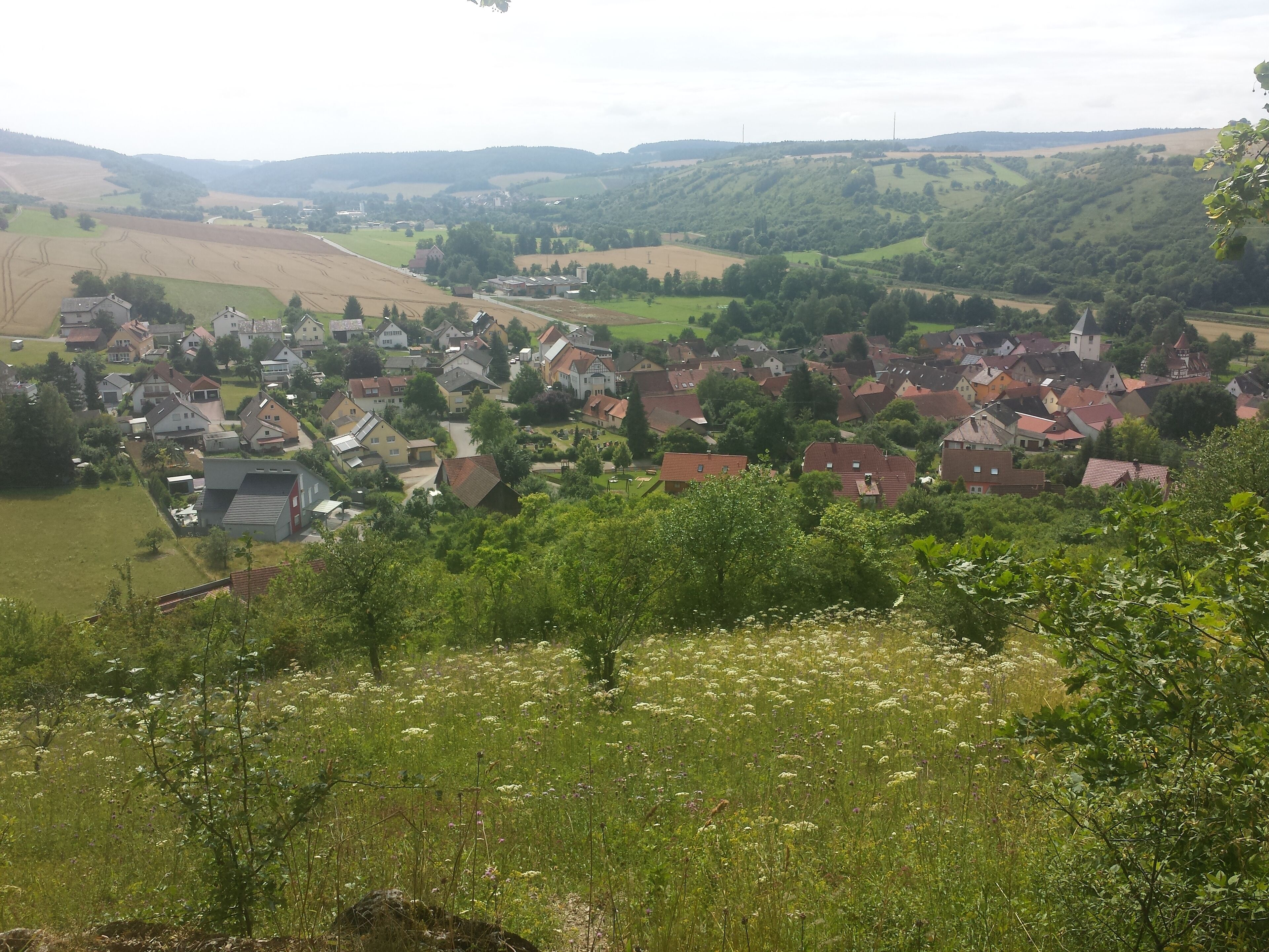 Jakobsweg Main-Jakobsweg Main-Taubertal bei Sachsenflur. Blick auch Sachsenflur.