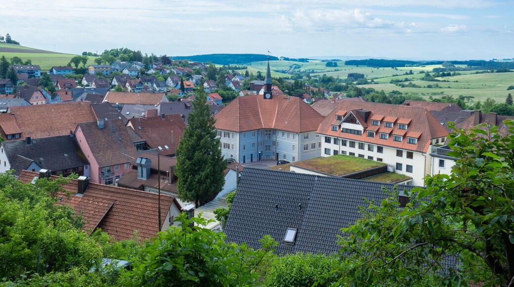 Bonndorf, Germany - May 29th 2022: VIew over the historic village with cloister