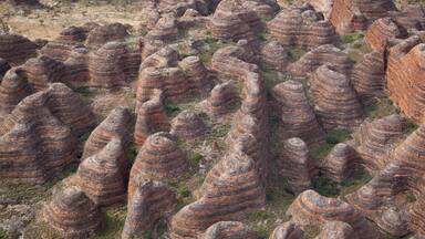 Vertical view of the beehive domes in the Bungle Bungle Range in the Purnululu World Heritage Listed National Park.