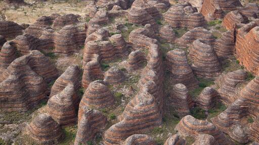 Vertical view of the beehive domes in the Bungle Bungle Range in the Purnululu World Heritage Listed National Park.
