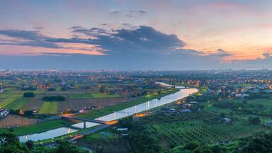 Panorama view of Lanyang Plain at Sunrise, Yilan, Taiwan