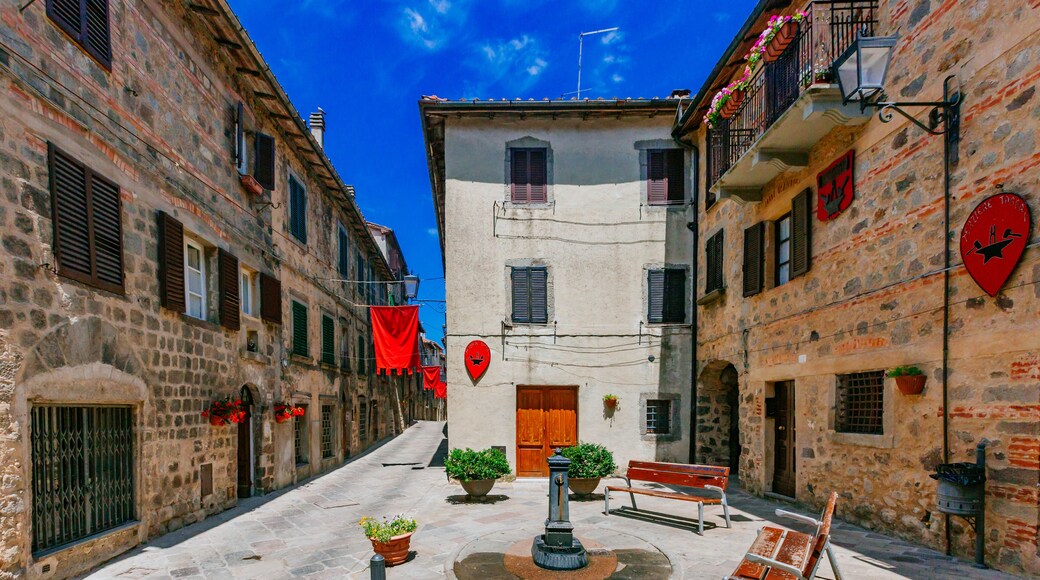 Medieval Italian streets and houses in the Tuscan town of Abbadia San Salvatore