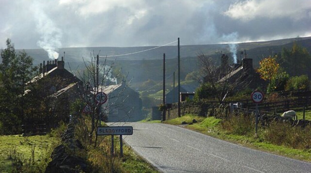 Slaggyford The A689 entering the small village from the north.