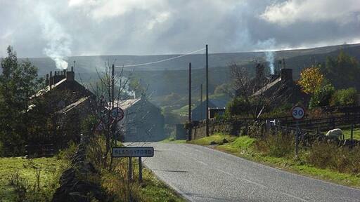 Slaggyford The A689 entering the small village from the north.