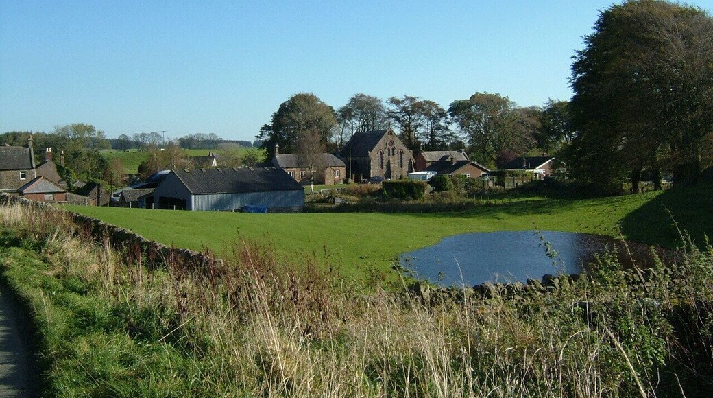 Hallbankgate a village in Cumbria on the A689 Brampton to Alston road. It is village with a mining tradition on the former 'Lord Carlisle's 1775 railway'. A wet field with a Methodist chapel behind