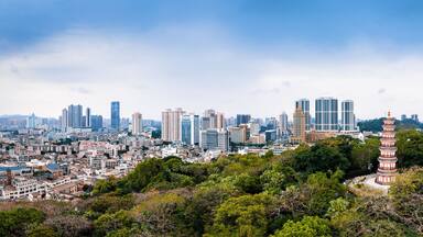 Aerial view of Zhongshan Park, Zhongshan City, Guangdong Province, China