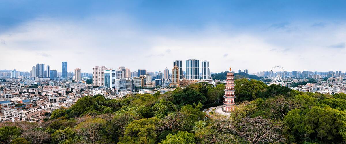 Aerial view of Zhongshan Park, Zhongshan City, Guangdong Province, China
