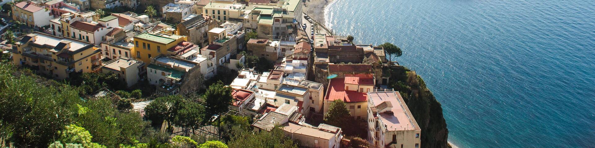 EJEYHG View of Meta and Sant'Agnello on the Amalfi Coast in Campania, Italy.