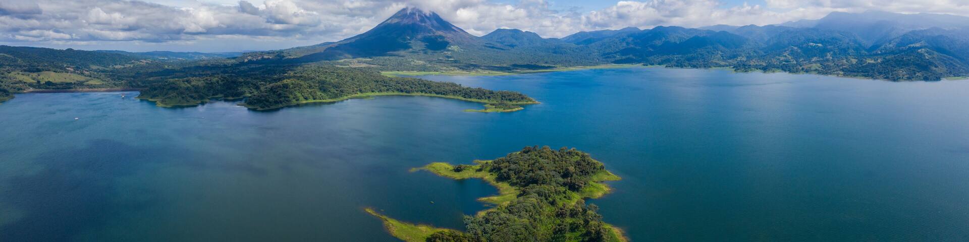 Panoramic view of beautiful Lake Arenal, Costa Rica.