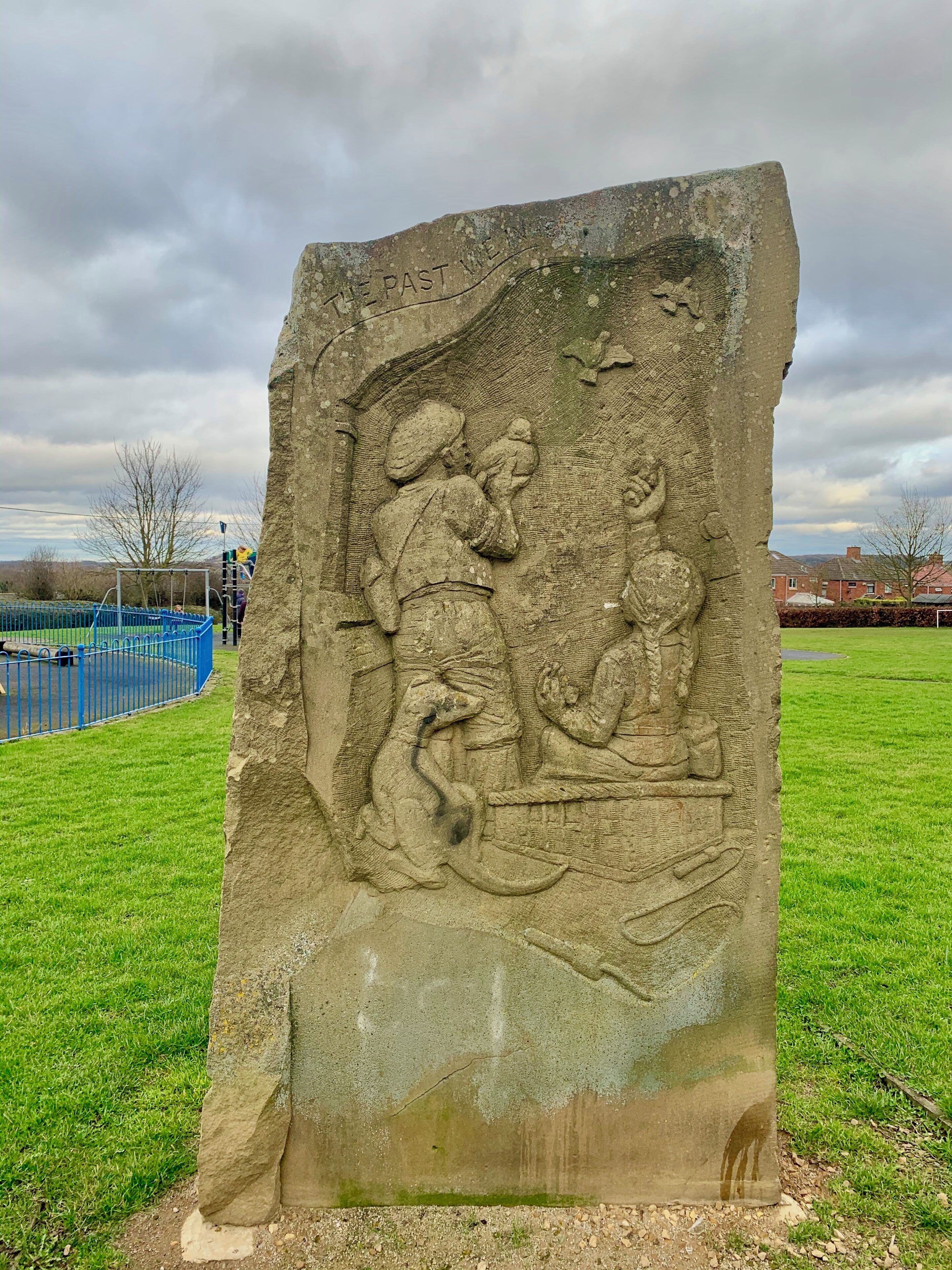 Stone carvings in the community park 