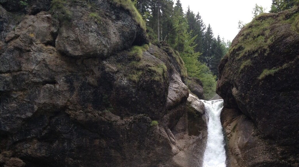 The Buchenegger waterfalls of Weißach are between Steibis and Buchenegg, near the town of Oberstaufen. They belong to Geopark Allgäu which is between Lake Constance and Illertal