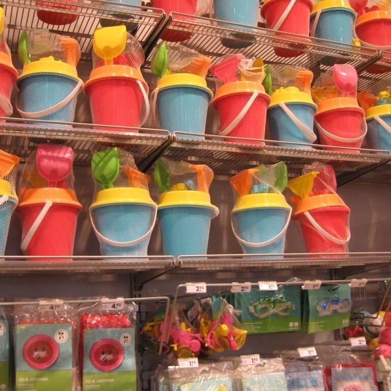 The store is out of sync with the weather. Too cold to hit the beaches...