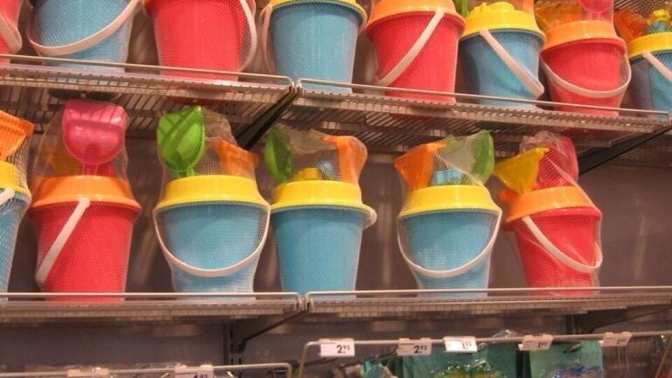 The store is out of sync with the weather. Too cold to hit the beaches...