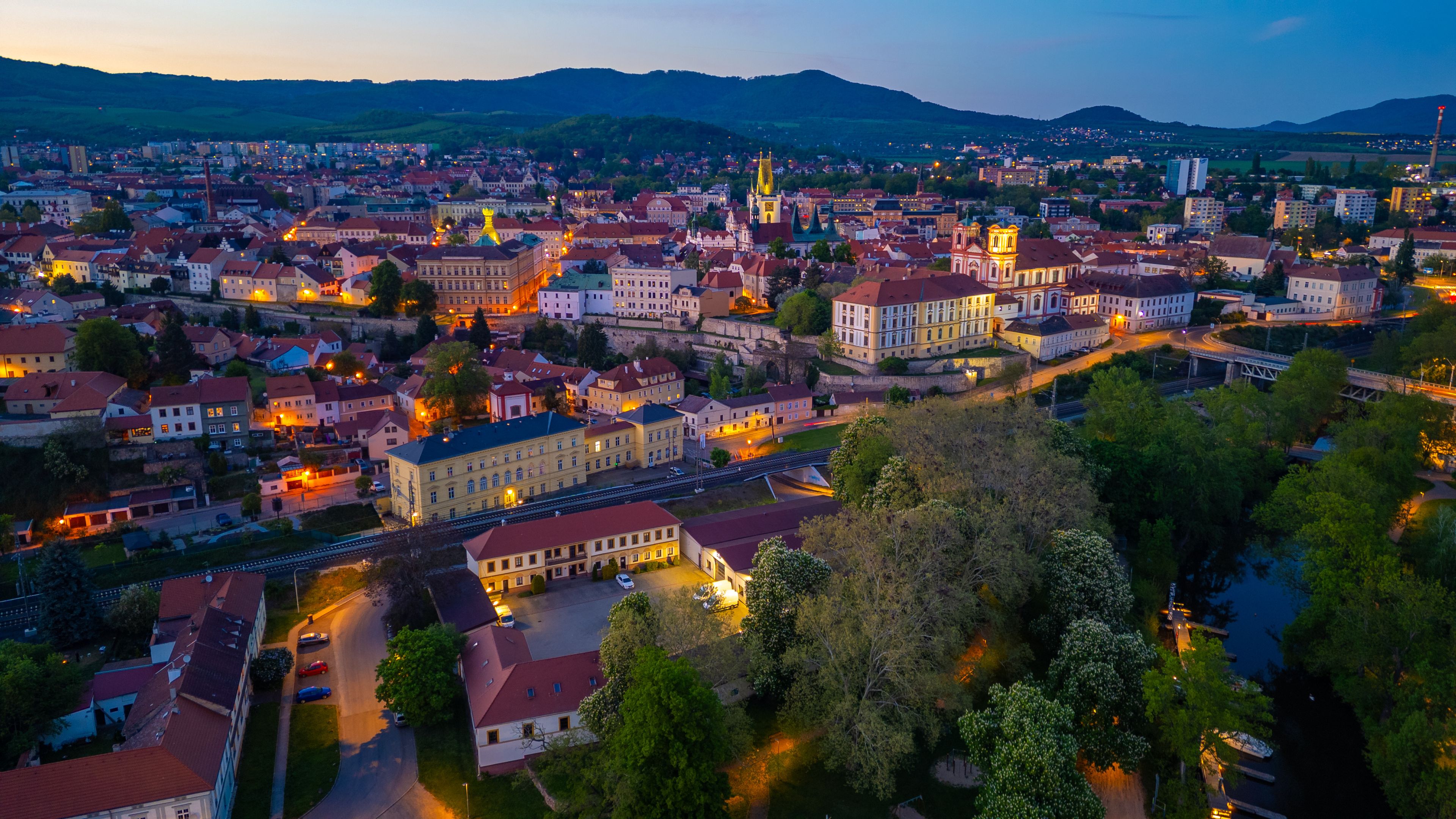 Sunset panorama of Litomerice, Czech republic