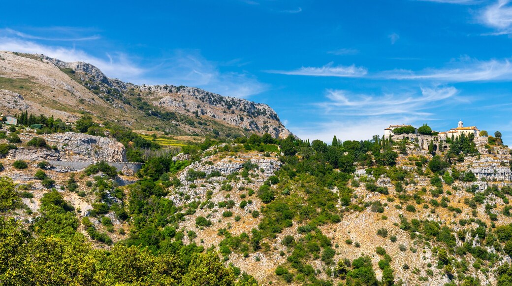 View of mountain top village Gourdon in Provence, France.
