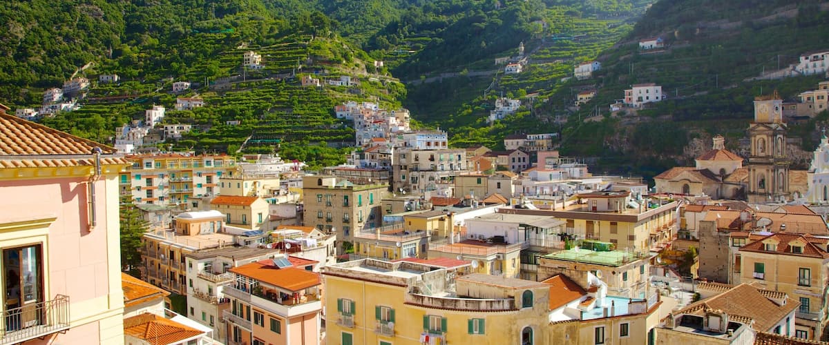 Minori which includes a city and mountains