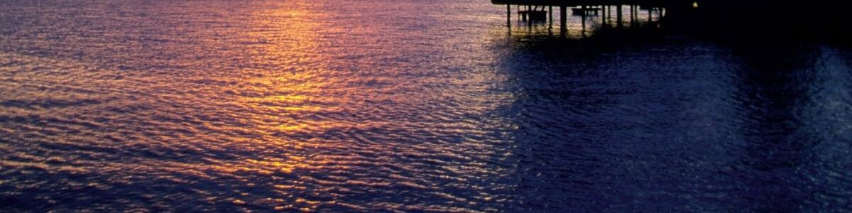Sunset viewed from beach, Tahiti, French Polynesia