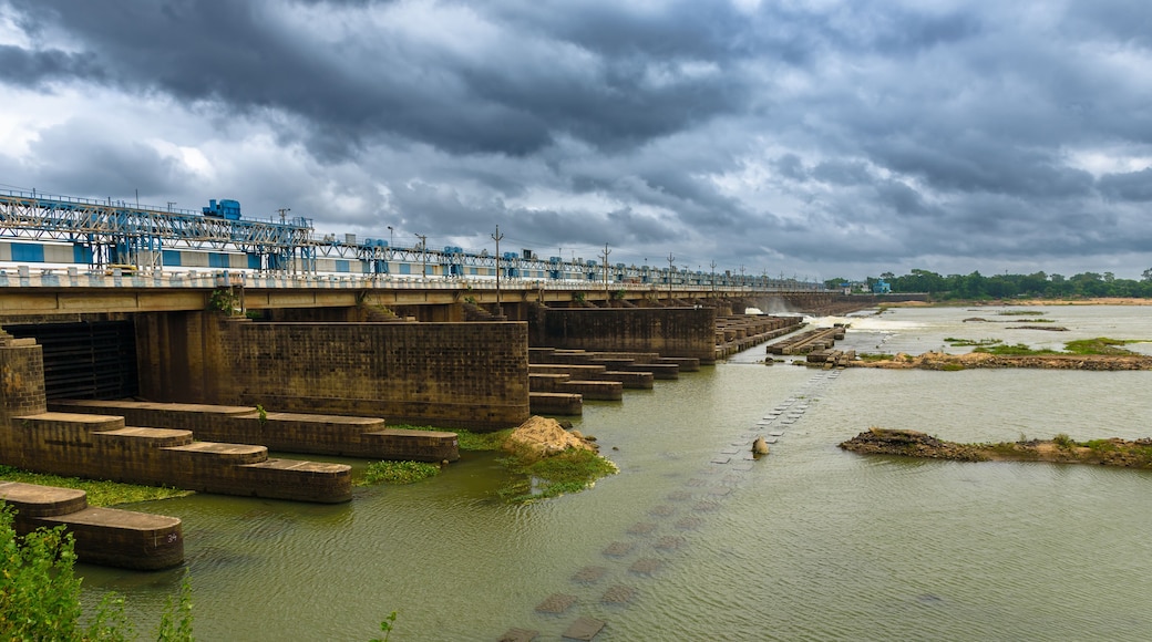 Landscape View of Barrage with Log gates.