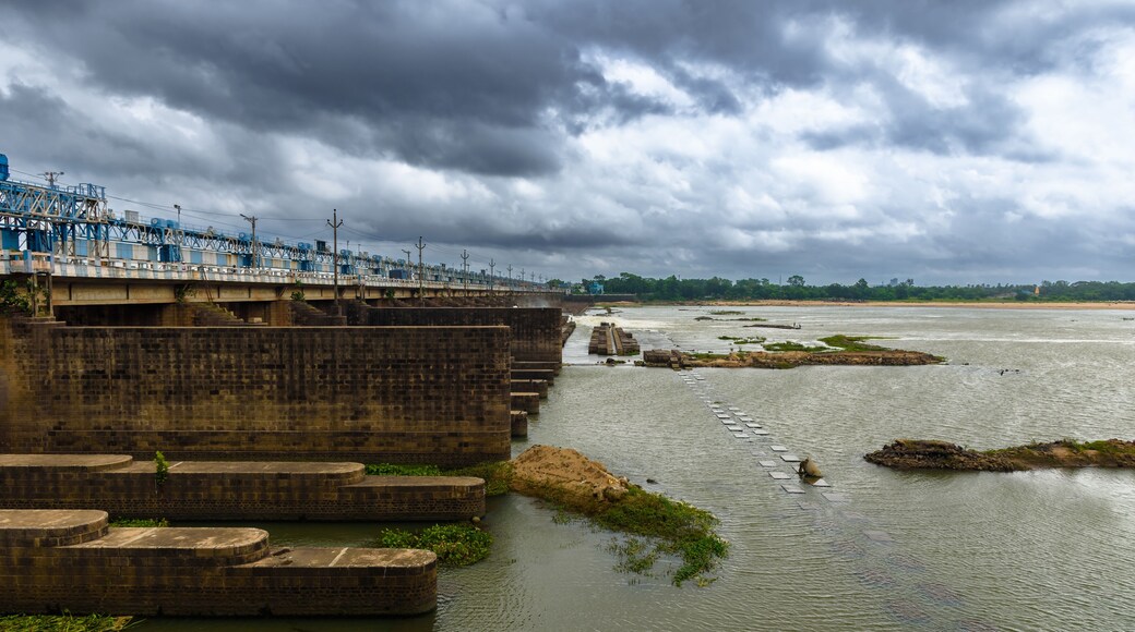 Landscape View of Barrage with Log gates.