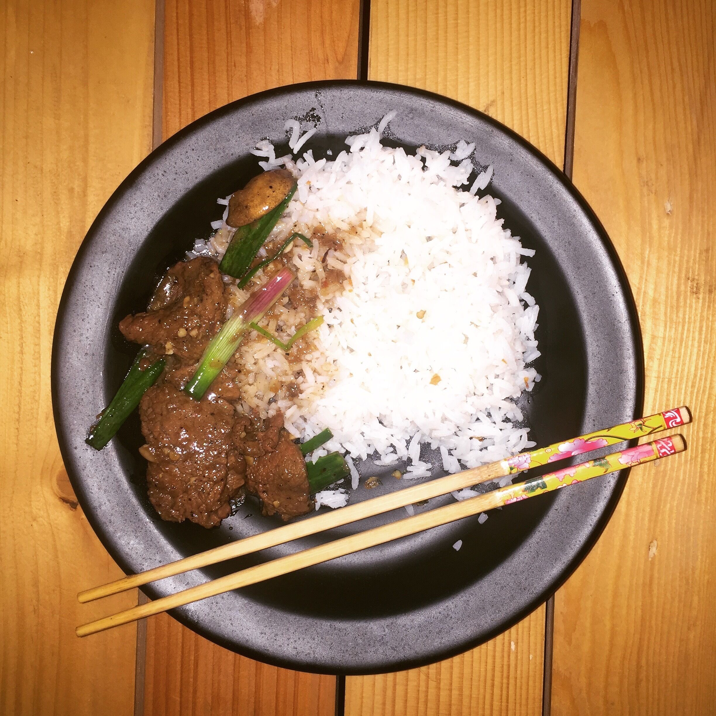 #FoodieFinds 
Chopsticks and beef are a match made in heaven 